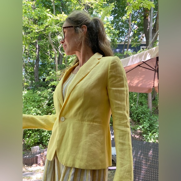 Ralph Lauren canary yellow linen jacket Sz 6 - Picture 16 of 16